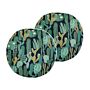 Set Of 2 Garden Cushions Green Polyester Cactus Pattern ⌀ 40 Cm Round Modern Outdoor Patio Water Resistant