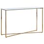 Console Table White Gold Tempered Glass Steel Marble Effect