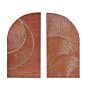 Wall Décor Window Shaped Red Mdf Carved Pattern