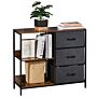 Homcom Chest Of Drawers Dresser Cabinet Organizer With 3 Fabric Drawers And 2 Display Shelves, Black