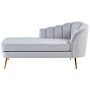 Chaise Lounge Light Grey Velvet Upholstery Gold Metal Legs Right Hand