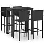 Vidaxl 5 Piece Outdoor Bar Set With Armrest Poly Rattan Black