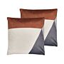 Set Of 2 Scatter Cushions Multicolour Polyester 45 X 45 Cm Modern Zip Removable Covers