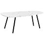 Coffee Table White With Black Mdf Iron 110 X 60 Cm Metal Legs