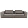 Sofa Fabric Brown Polyester Upholstery Couch 3 Seater Cushioned Armrests Living Room Modern Comfortable Cosy