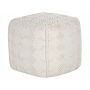 Pouffe White Cotton 40 X 40 Cm Geometric Knitted Pattern Decorative Seat