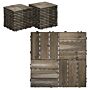 Outsunny 27 Pcs Wooden Interlocking Decking Tiles, Outdoor Flooring Tiles, 30 X 30 Cm Per Piece, Charcoal Grey