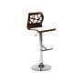 Bar Stool Dark Wood With White Faux Leather Seat Footstool Swivel Gas Lift Adjustable Height