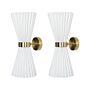 Set Of 2 Wall Lamps White Fabric Shade Metal Brass Accents Modern Glamour Style Living Room Office Bedroom Beliani