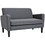 Homcom Linen Modern-curved 2-seat Sofa Loveseat W/ Thick Cushion Wood Legs Foot Pads Single Compact Home Furniture Grey