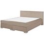 Eu Super King Divan Bed Beige Velvet Upholstered 6ft Frame With Headrest And Mattress