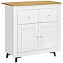 Homcom Sideboard Cabinet, Modern Kitchen Cupboard With Double Doors And Drawers And Entryway, White