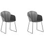 Set Of 2 Dining Chairs Black Synthetic Material Black Metal Legs Formed Back