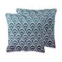 Set Of 2 Decorative Cushions Blue Mermaid Scale 45 X 45 Cm