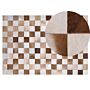 Area Rug Carpet Brown And Beige Leather Chequered 140 X 200 Cm Rustic Country