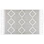 Area Rug Grey And White 160 X 230 Cm Synthetic Material Decorative Tassels Indian Style