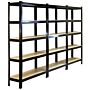 Monster Racking T-rax Heavy Duty Shelving Units, Black, 75cm W, 30cm D, Set Of 3