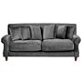 Sofa With 6 Pillows Grey Velvet Upholstery Light Wood Legs 3 Seater