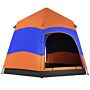 Outsunny Four Man Hexagon Pop Up Tent Camping Festival Hiking Shelter Family Portable