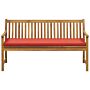 Garden Bench Light Acacia Wood 160 Cm Red Seating Cushion Padding Slatted Design Outdoor Patio