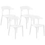 Set Of 4 Garden Chairs White Polypropylene Lightweight Weather Resistant Plastic