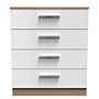 Contrast 4 Drawer Chest In White & Bardolino Oak