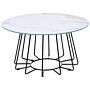 Coffee Table White Tabletop Metal Base Marble Finish Glamorous Design