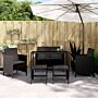 Vidaxl 6 Piece Garden Dining Set With Cushions Black Poly Rattan