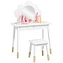 Aiyaplay Kids Dressing Table With Mirror, Stool, Drawer, Cloud Design, White