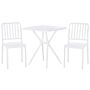 Bistro Set White Plastic 2 Chairs 1 Table Modern Rust Water Resistant Garden Balcony Furniture