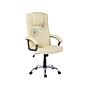 Office Heated Massage Chair Beige Faux Leather Swivel Adjustable