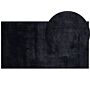 Faux Rabbit Fur Rug Black Artificial Polyester Fur 80 X 150 Cm Soft Shaggy High Pile Rug