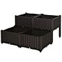 Outsunny Set Of 4 Garden Raised Bed Elevated Patio Flower Plant Planter Box Pp Vegetables Planting Container, Brown