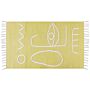 Area Handwoven Rug Yellow Polyester 80 X 150 Cm Rectangle Abstract Pattern With Tassels Rectangular