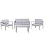 4 Piece Garden Set Grey Plastic Wood Sofa With 2 Chairs And Coffee Table