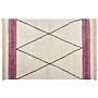 Area Rug Beige And Pink Cotton 160 X 230 Cm Rectangular With Tassels Geometric Pattern