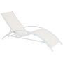 Sun Lounger Beige White Steel Frame Textile Adjustable Backrest Folding