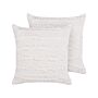 Set Of 2 Decorative Cushions White Cotton Solid Pattern 45 X 45 Cm Removable Cover Modern Décor Accessories