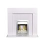 Adam Miami Fireplace In Pure White With Helios Electric Fire In Brushed Steel, 48 Inch