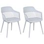 Set Of 2 Dining Chairs Light Grey Synthetic Seat Light Grey Legs Minimalist Design Backrest