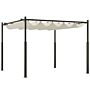 Outsunny 3 X 3(m) Garden Pergola With Retractable Roof And Magnetic Fixture, Outdoor Pergola Kit Sun Shade Canopy, Upf30+, 80mm Metal Column, Cream White