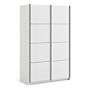 Verona Sliding Wardrobe 120cm In White With White Doors With 2 Shelves