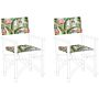 Set Of 2 Garden Chairs Replacement Fabrics Polyester Multicolour Flamingo Pattern Sling Backrest And Seat