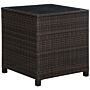 Outsunny Rattan Garden Furniture Side Table Patio Frame Tempered Glass New (brown)