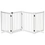 Pawhut Pet Gate For Small And Medium Dogs, Freestanding Wooden Foldable Dog Safety Barrier With 4 Panels, 2 Support Feet For Doorways,stairs,white