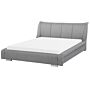 Bed Frame Grey Fabric Eu Super King Size 6ft Slatted Base Upholstered Headboard