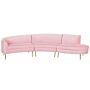 Sofa Pink Velvet 4 Seater Back Seat Metal Golden Legs