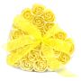 Set Of 24 Soap Flower Heart Box - Yellow Roses