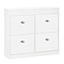 Homcom Shoe Cabinet With 4 Flip Drawers Wood Tipping Bucket Narrow Storage Cupboard With Adjustable Shelf Hall Organizer White