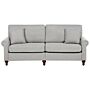 3 Seater Sofa Light Grey Fabric Chesterfield Style Low Back Beliani